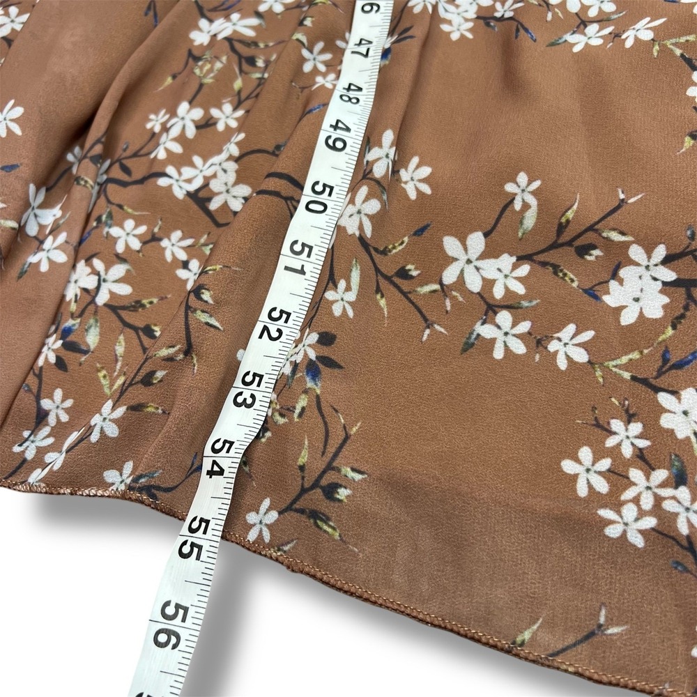 Brown Floral Chiffon Mock Neck Maxi Dress Women's S Long Sleeve Boho Cottage New - Picture 9 of 9